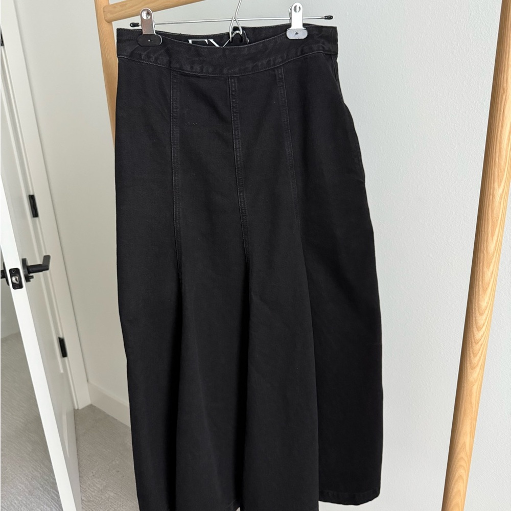 RAEY Paneled Black Organic Denim Skirt
